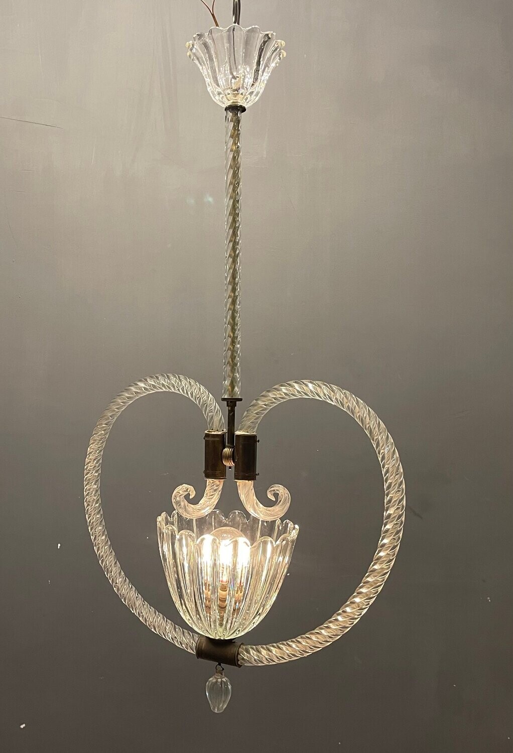 Art Deco Murano Glass Lamp by Ercole Barovier, 1950s
