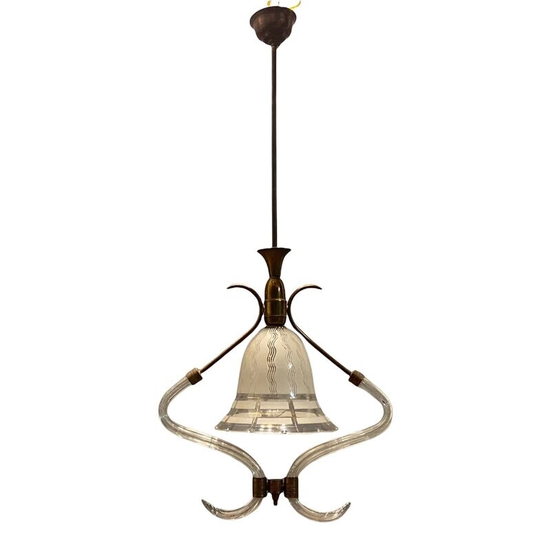 Italian Art Deco Murano Glass Pendant Lamp