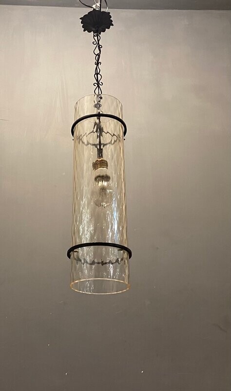 Italian Wrought Iron Murano Lamp Light Pendant