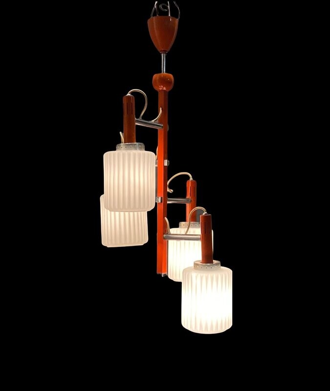 Mid-Century Italian Orange Opaline Glass Lamp