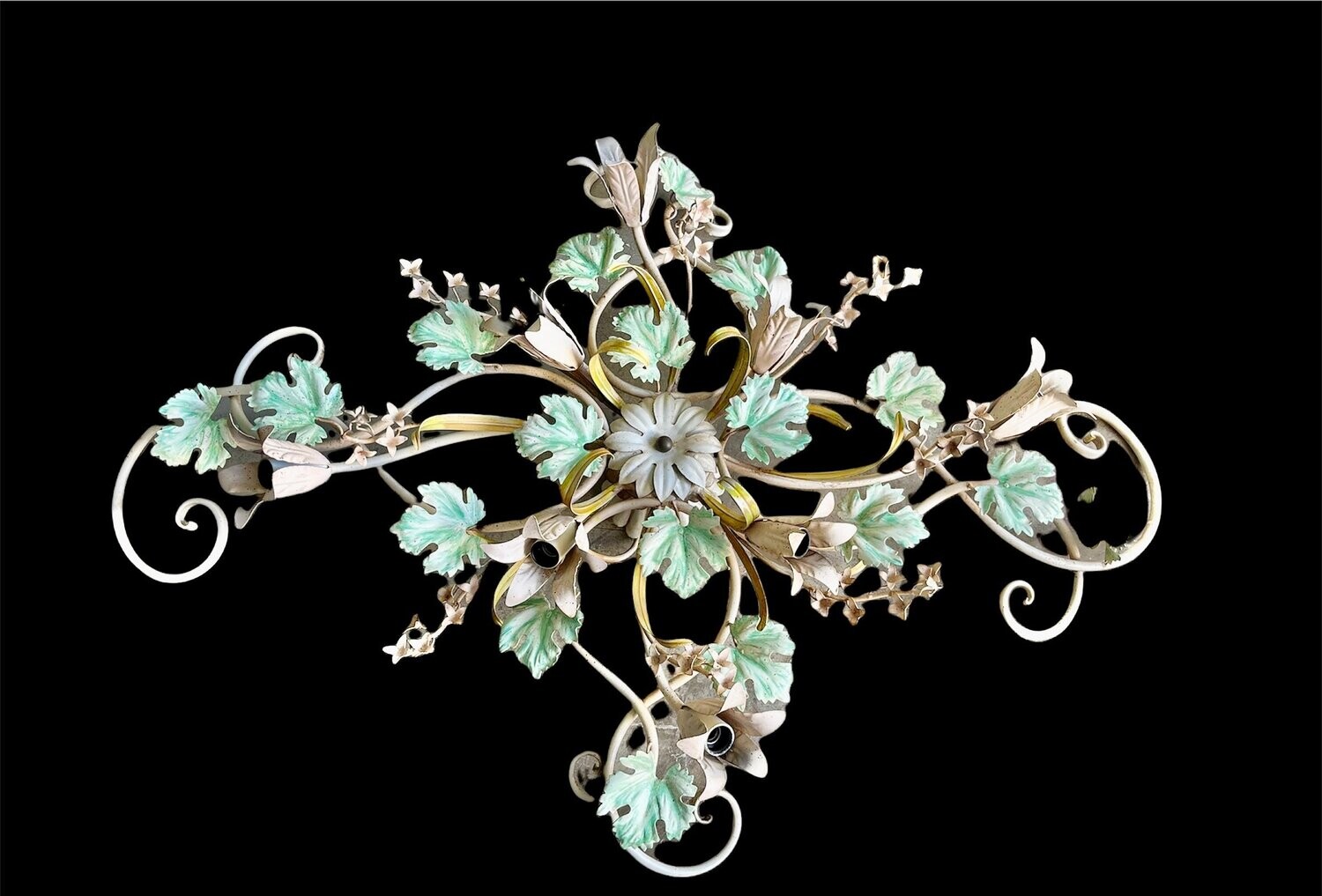 Italian Large Tole Grape Vine Flower Flush Mount