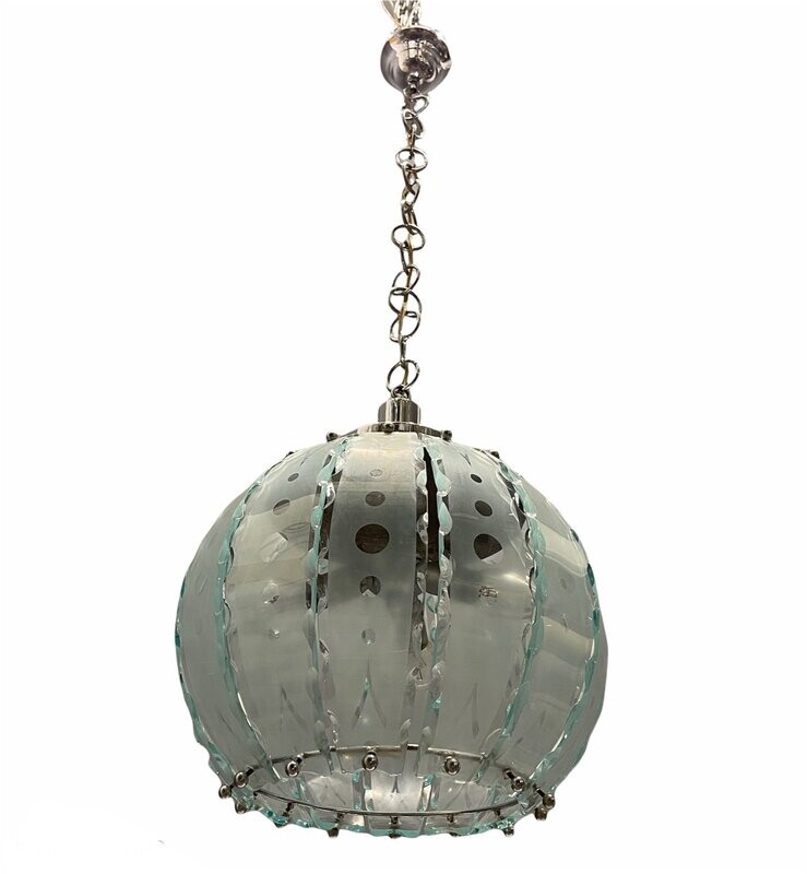 Italian Cut Glass Pendant Lamp, 1960s