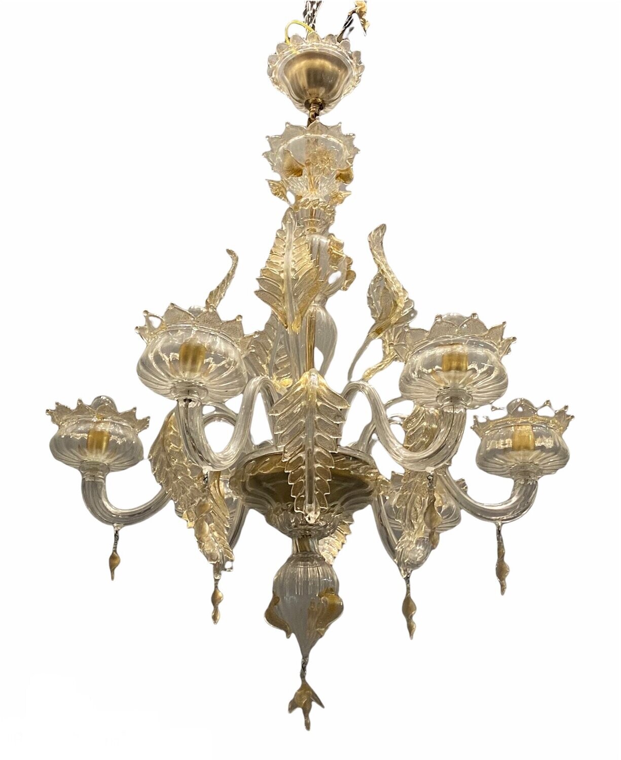 Italian Murano Glass Gold Chandelier by La Murrina