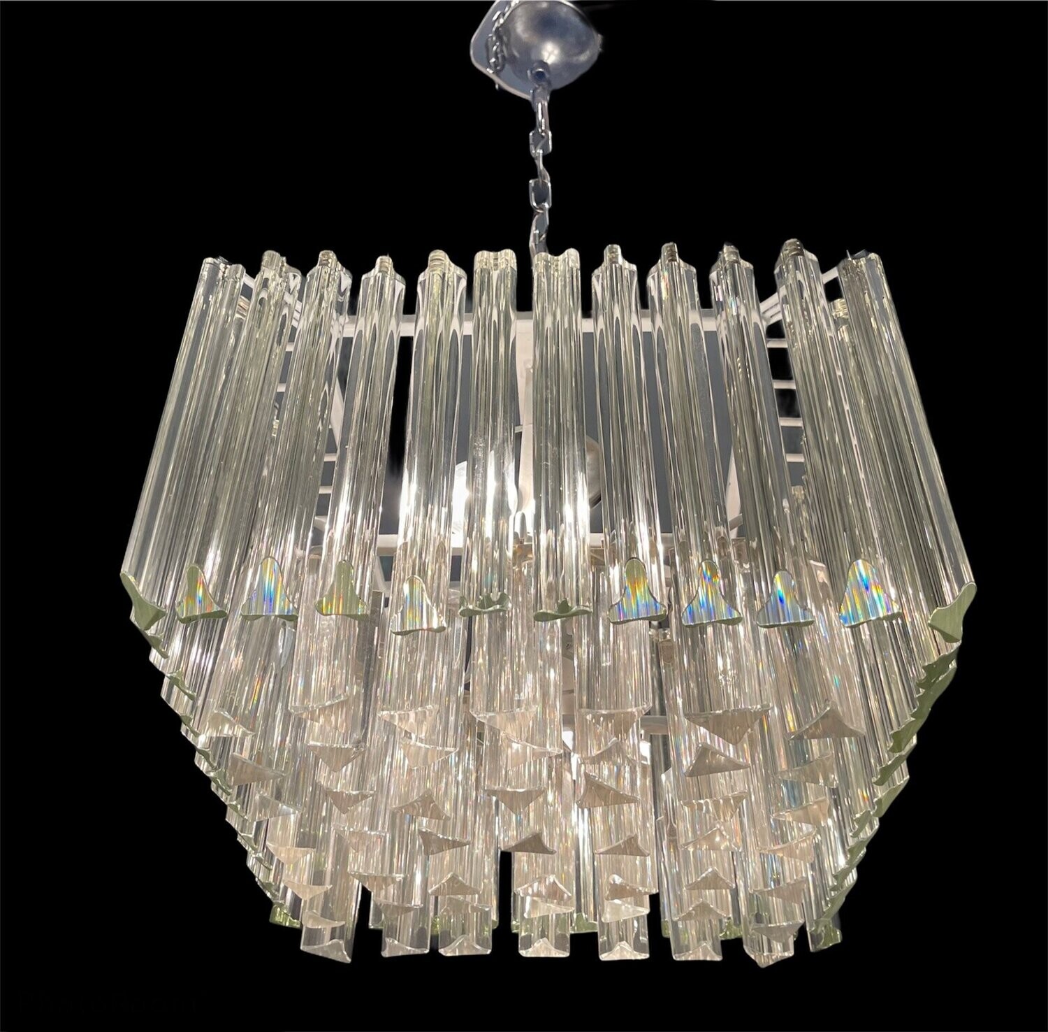 Mid-Century Murano Glass Prism Chandelier by Paolo Venini, 1970s