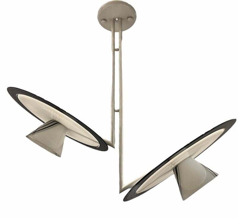 Architectural Black and White Murano Glass Pendant Lamp, 1970s