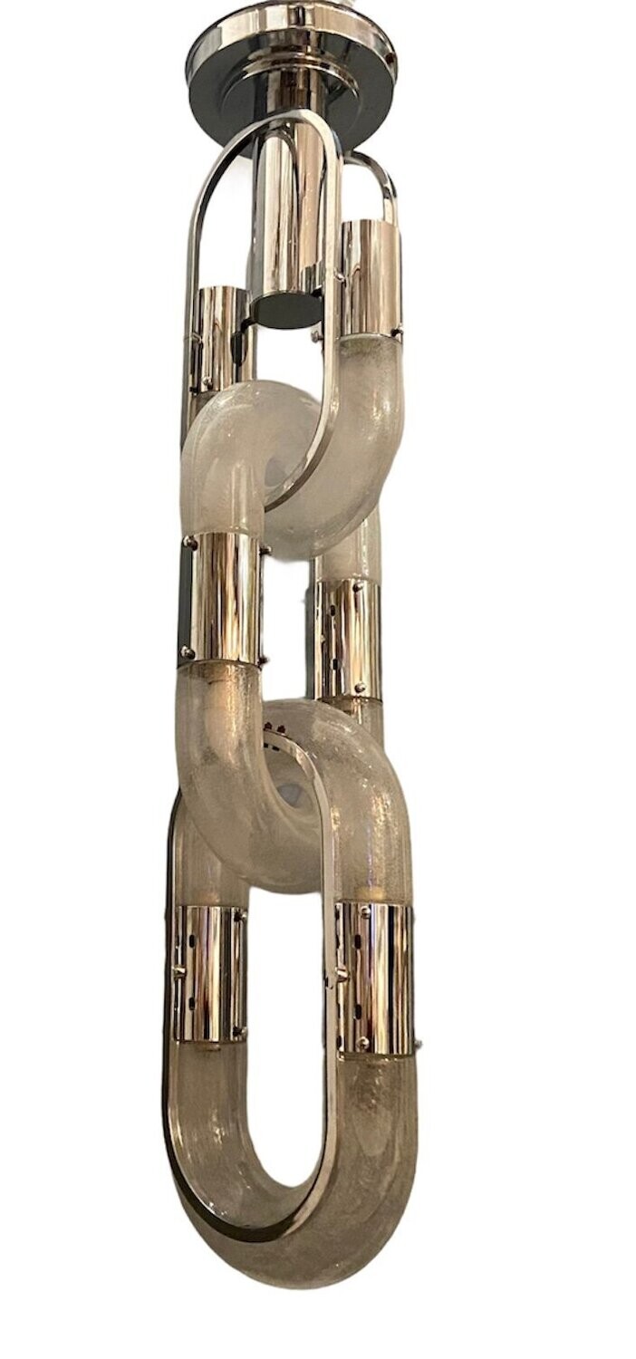 Murano Glass Chain Link Ceiling Lamp by Aldo Nason for Mazzega, 1960s