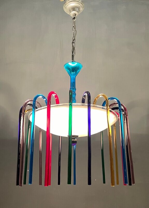 Mid-Century Multi-Colored Murano Glass Chandelier from Veart
