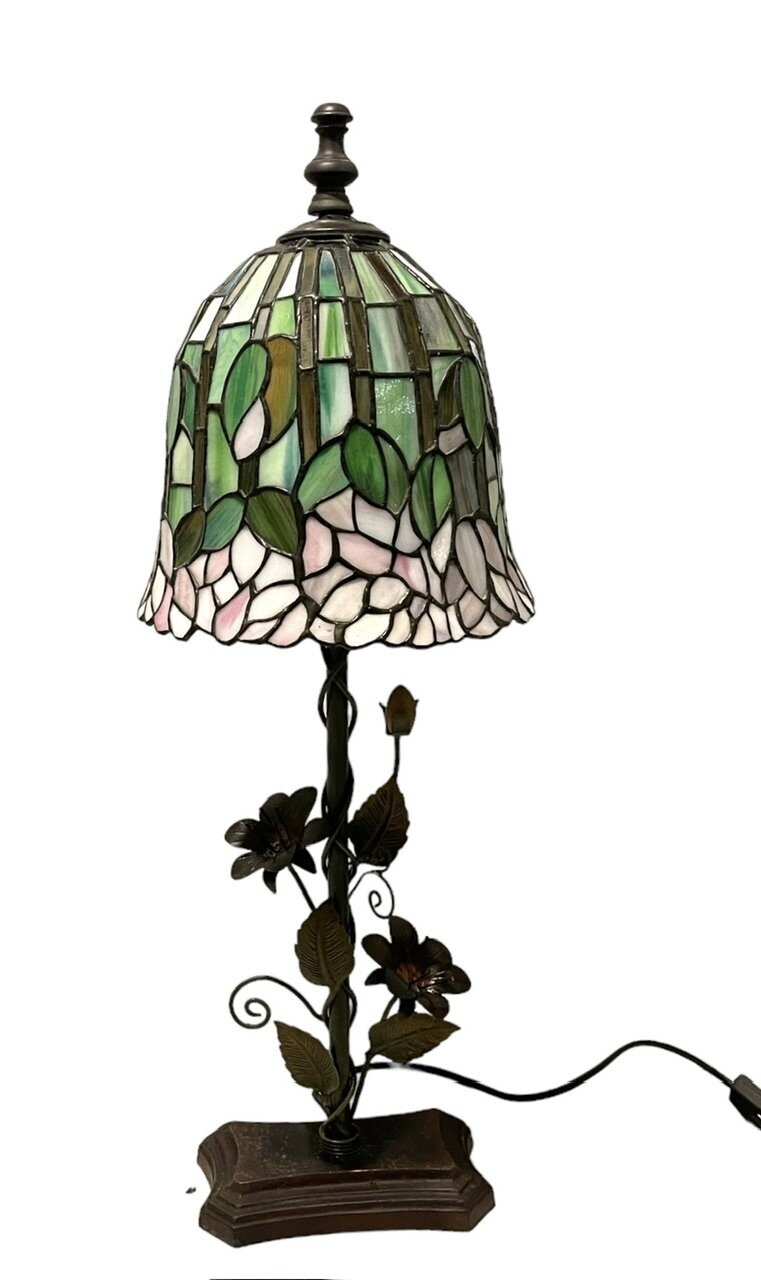 Tiffany Bronze Resin Table Lamp, 1970s