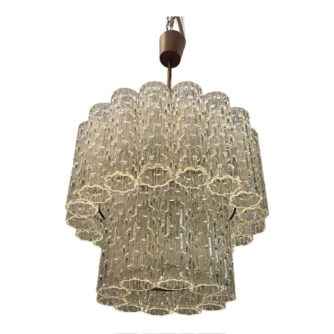 Mid-Century Textured Glass Tube Chandelier by Venini , 1970s