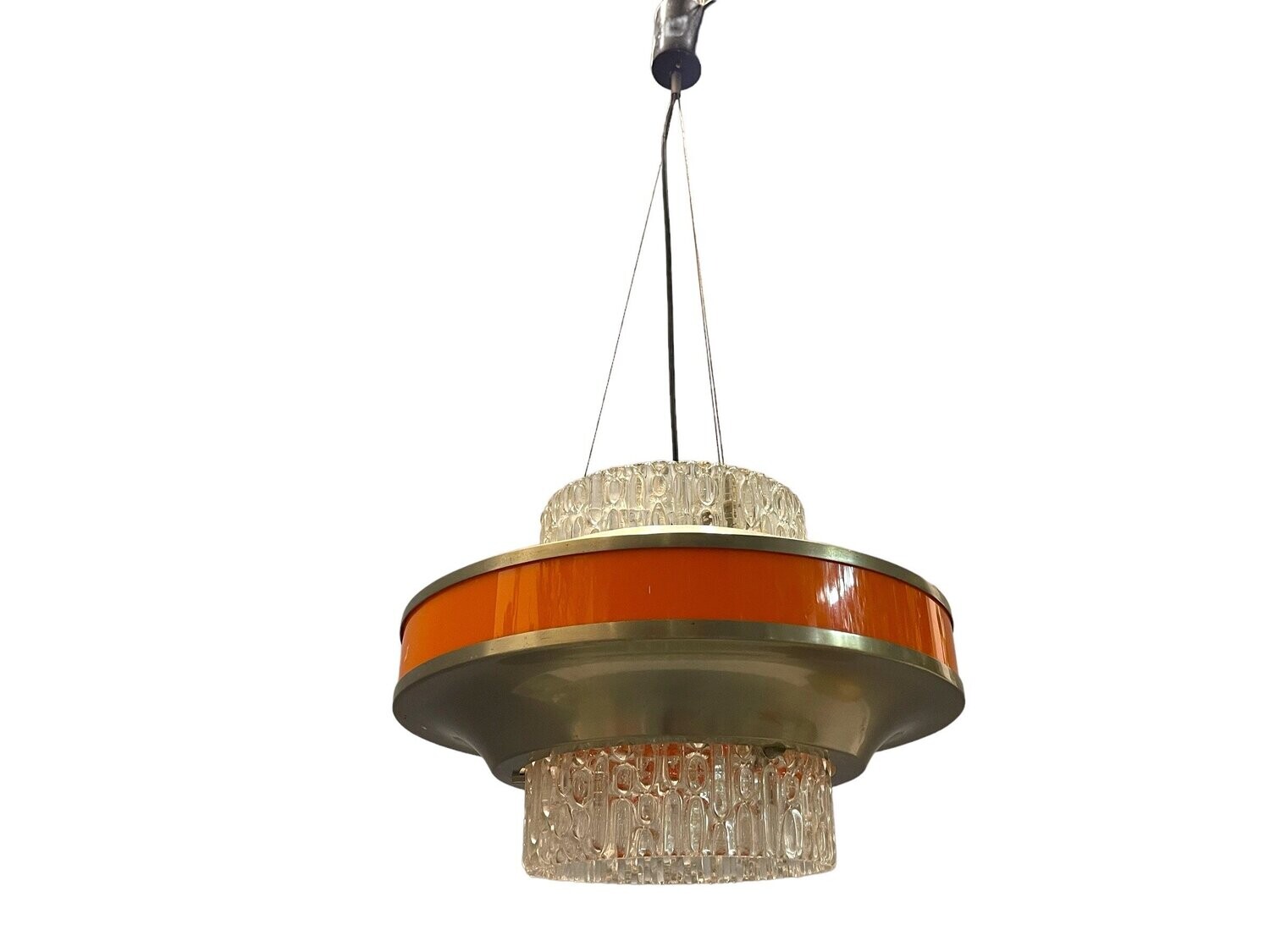 Mid-Century Orange Crystal Pendant Light, 1970s