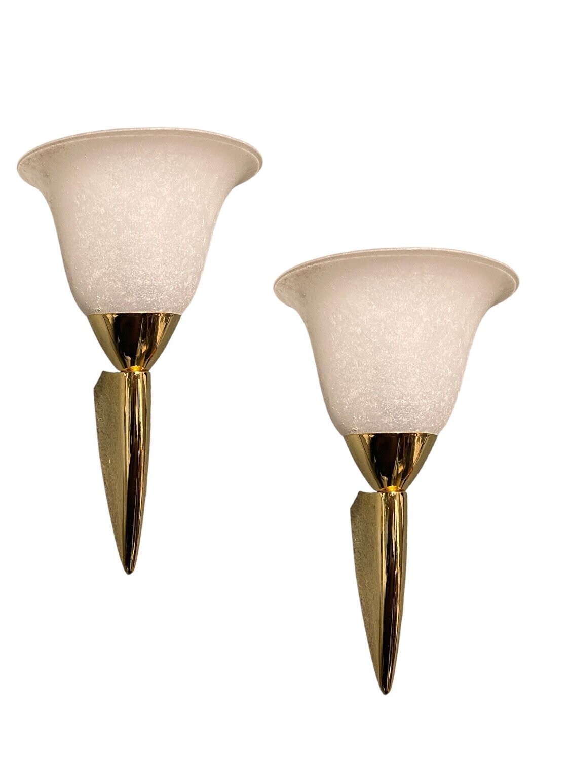 Sconces in White Murano Glass and Brass, 1970s, Set of 2