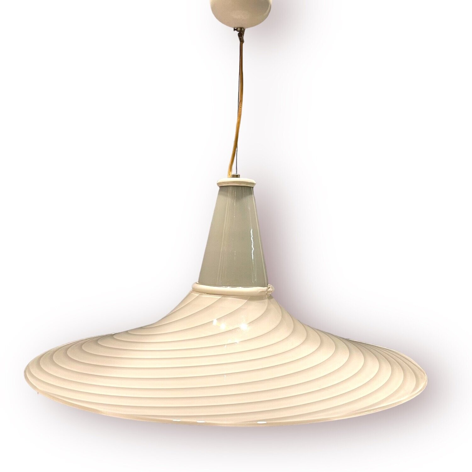 Murano Glass Swirl Pendant Light by Paolo Venini, 1970s