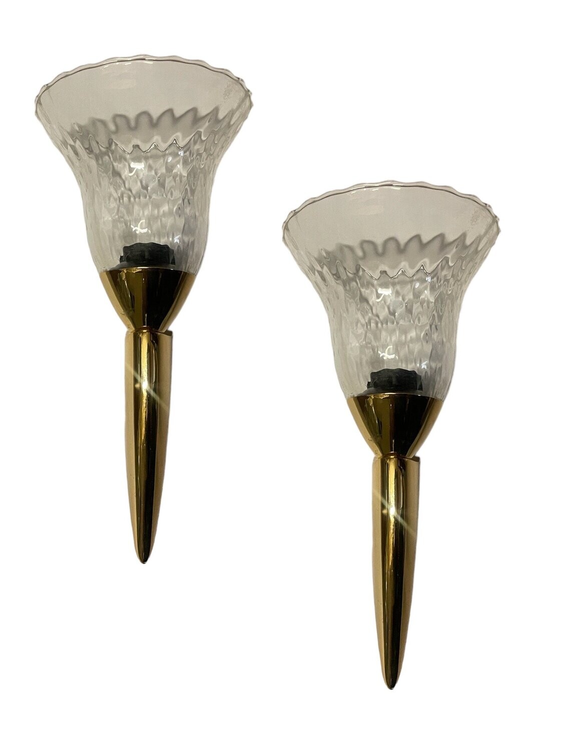 Murano Glass Brass Sconces, 1980s, Set of 2