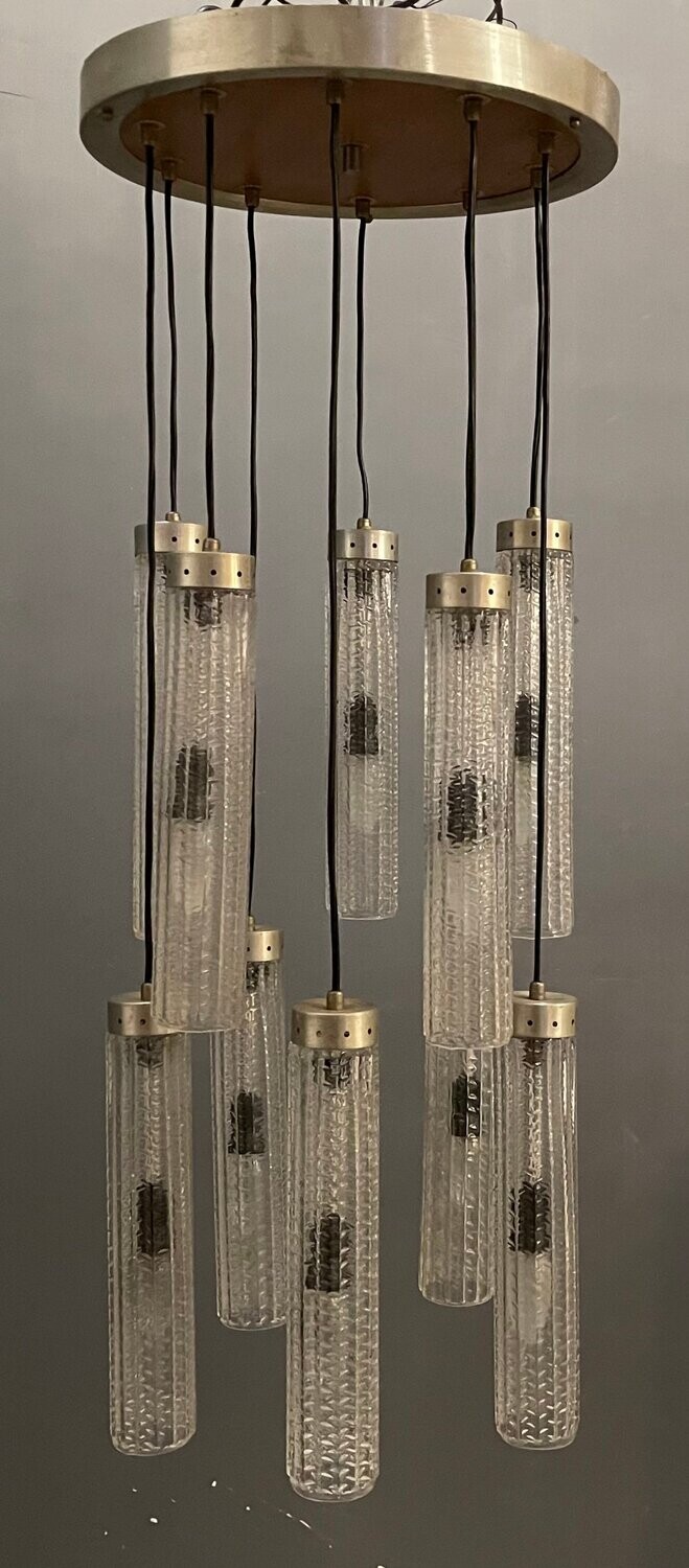 Large Tubular Glass Chandelier, 1970s