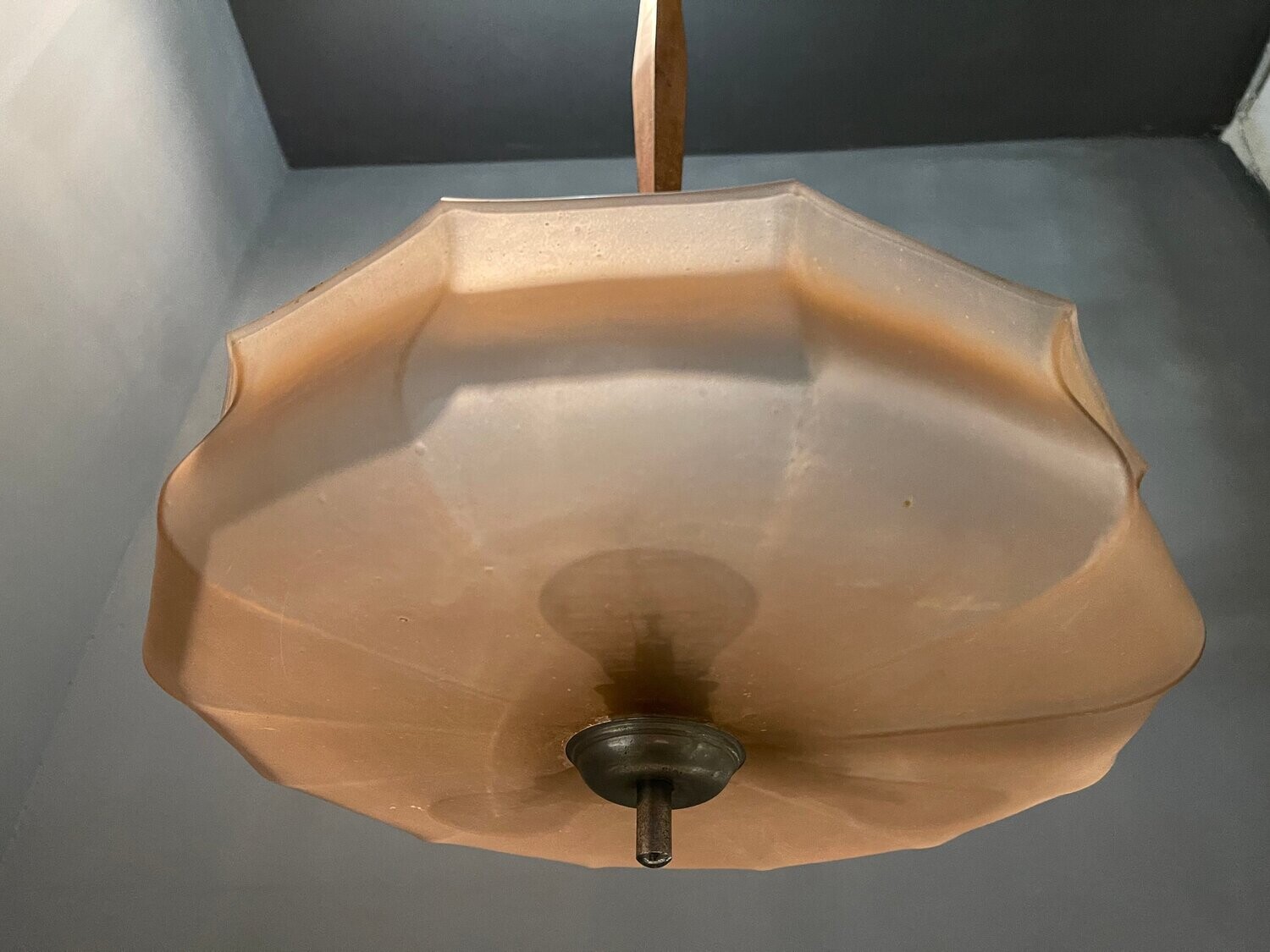 Art Deco Pink Glass Light Pendant, 1950s