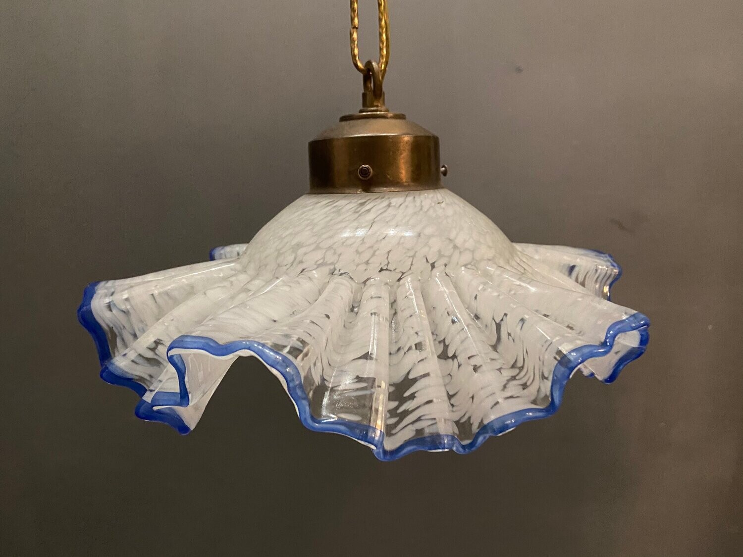 Murano Glass Blue Frilly Light Pendant