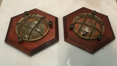 Vintage Maritime Nautical Wooden Sconces, Set of 2