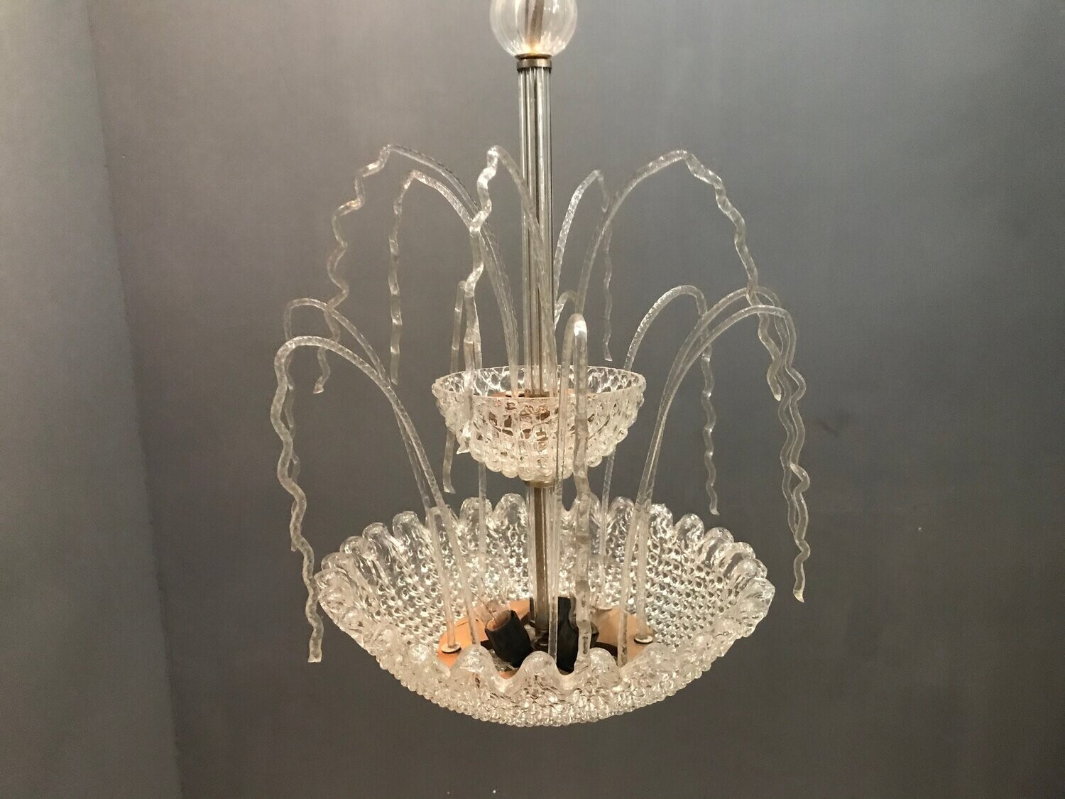 Art Deco Murano Glass Waterfall Chandelier by Ercole Barovier, 1950s