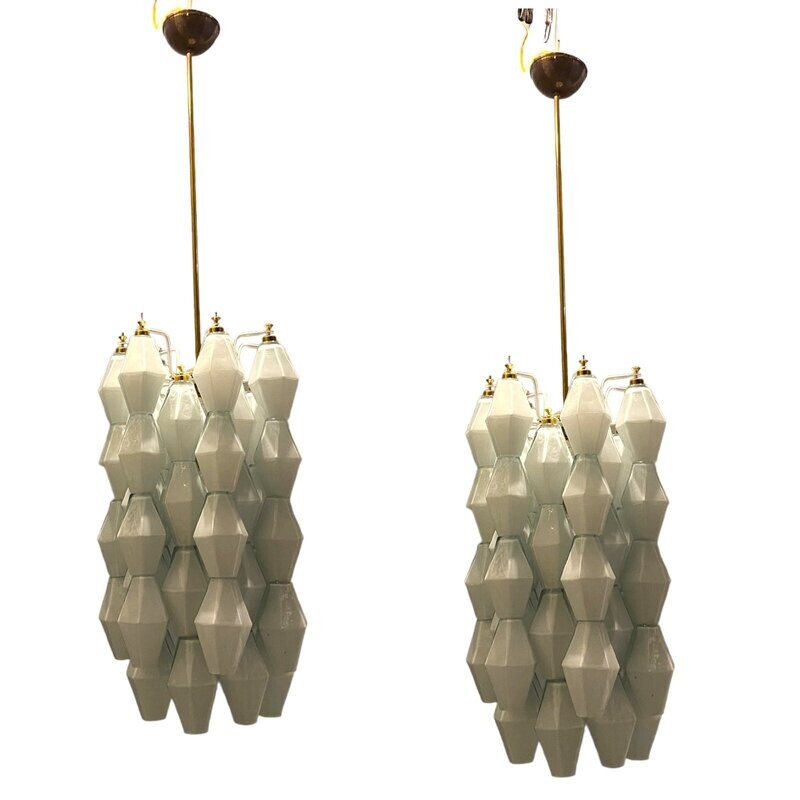 White Polygon Light Pendant Set of 2