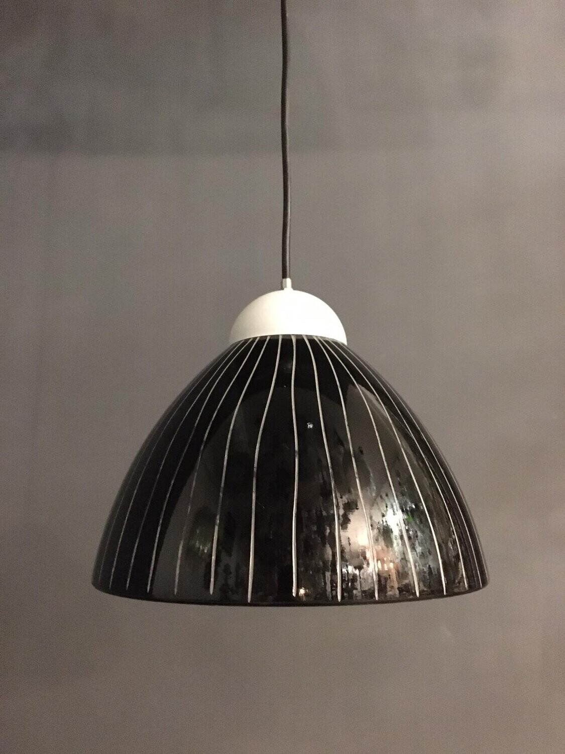 Black Murano Glass Pendant Lamps, 1970s, Set of 2