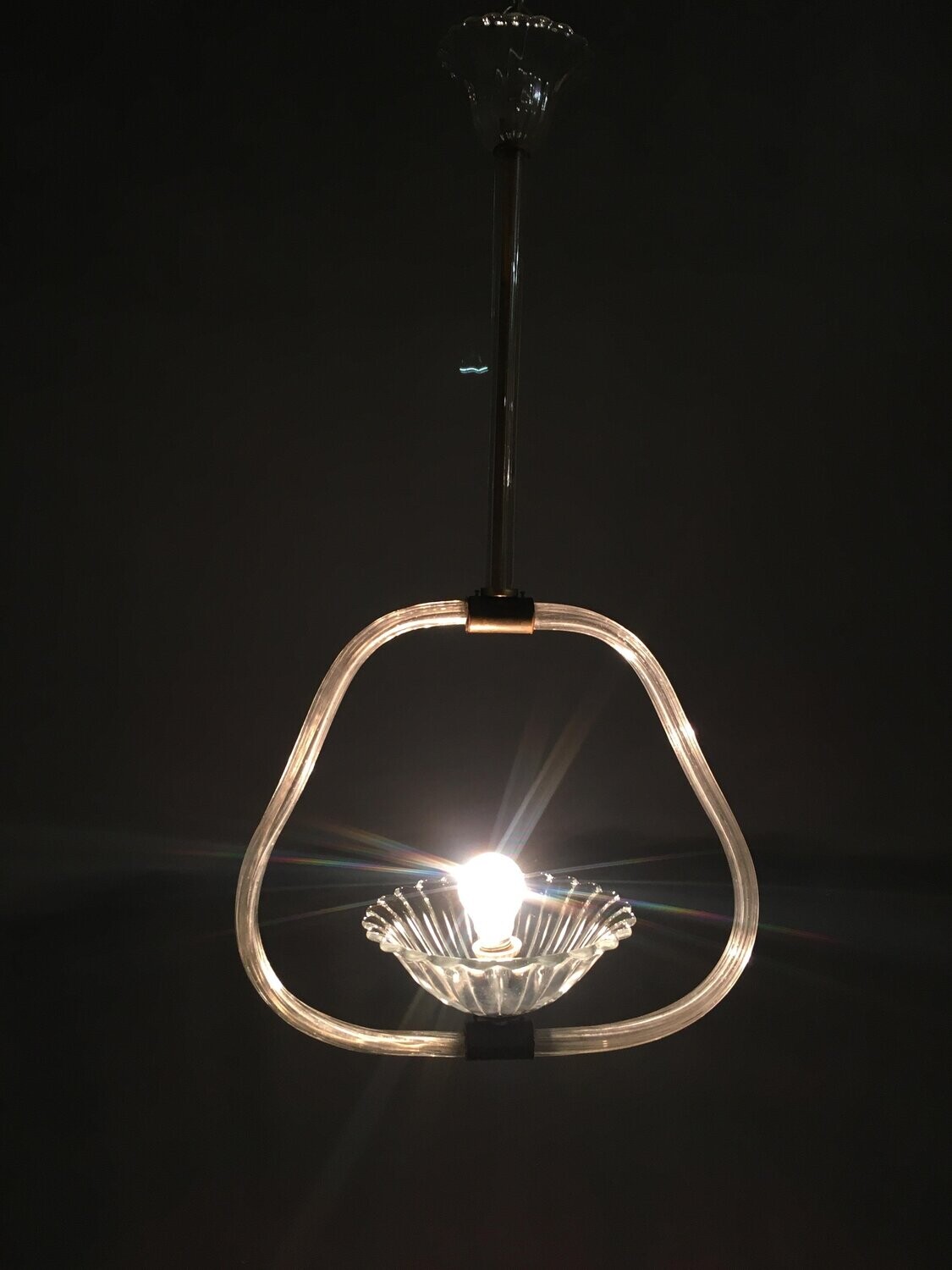 Art Deco Murano Glass Pendant Lamp by Ercole Barovier, 1940s