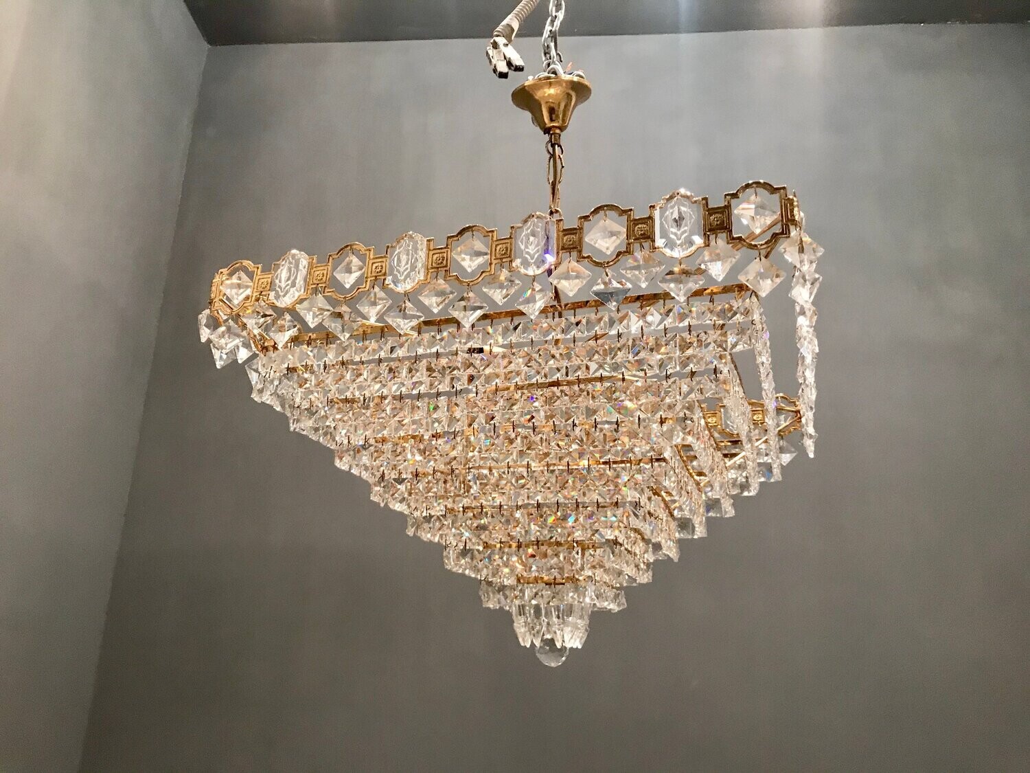 Mid-Century Crystal Chandelier, 1970s