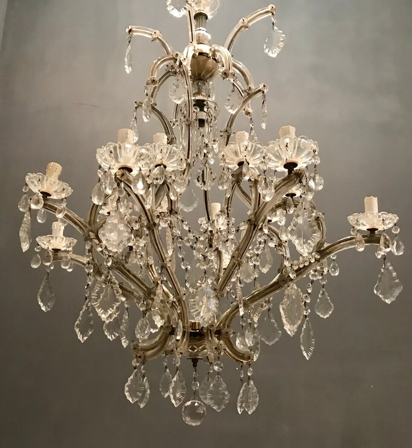 Large Crystal Murano Chandelier, 1950s
