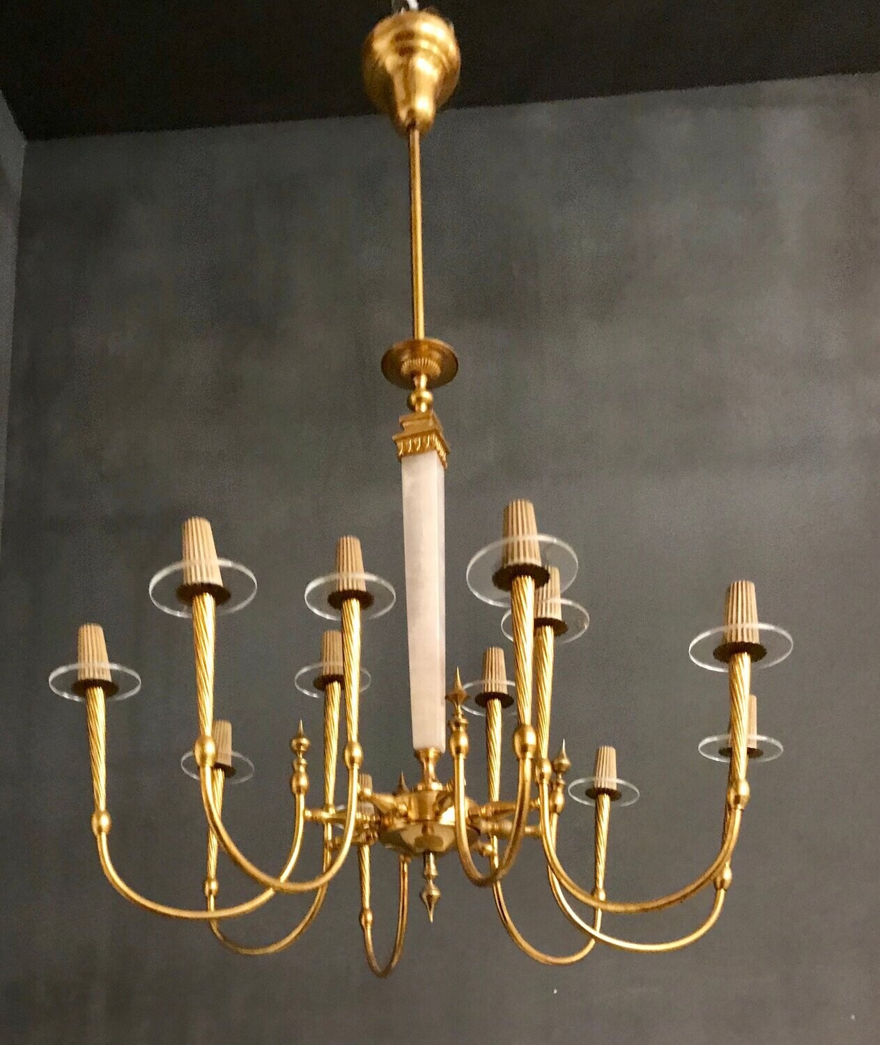 Large Brass Chandelier, 1950s