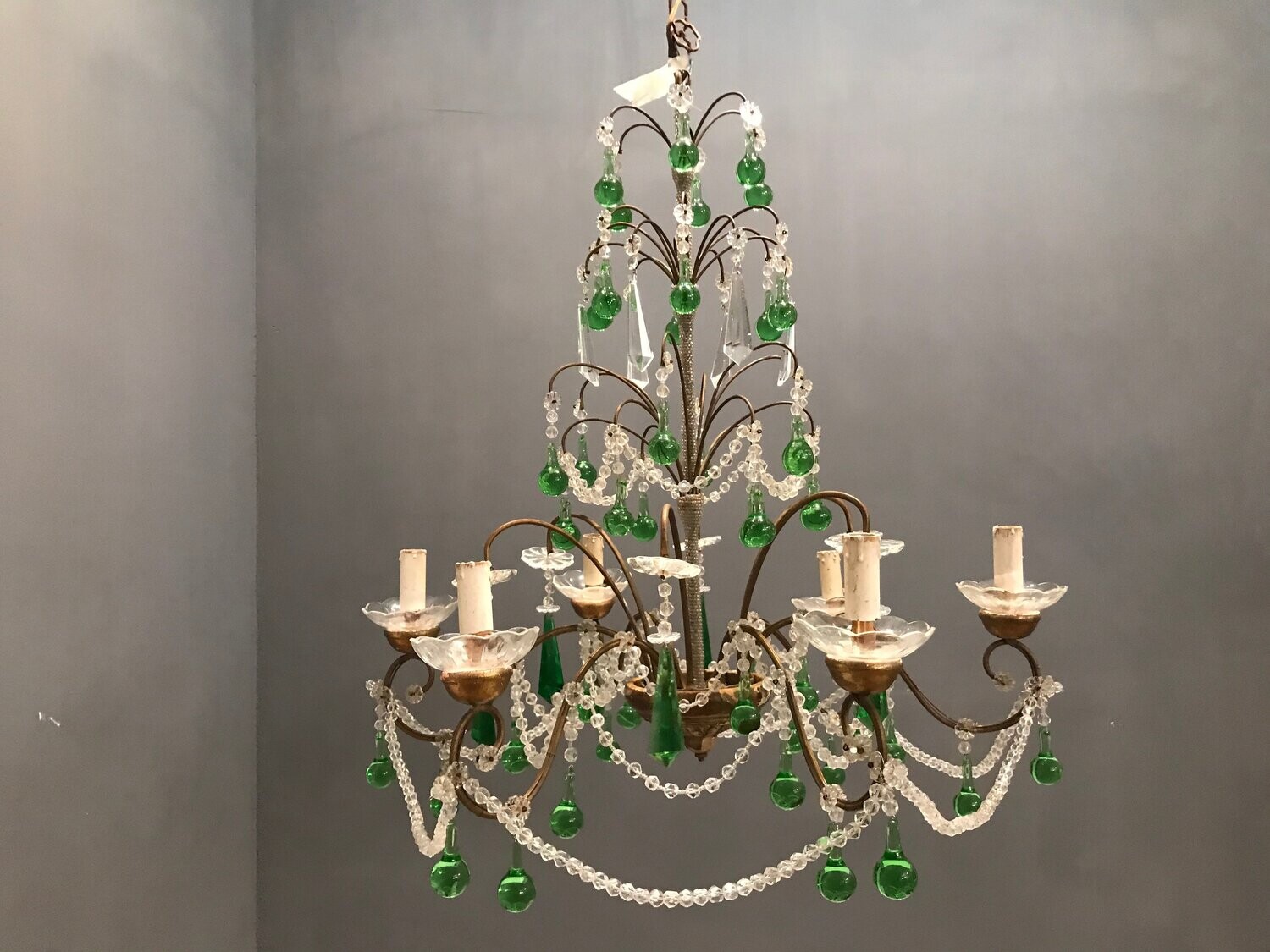 Crystal &amp; Murano Glass Chandelier, 1950s