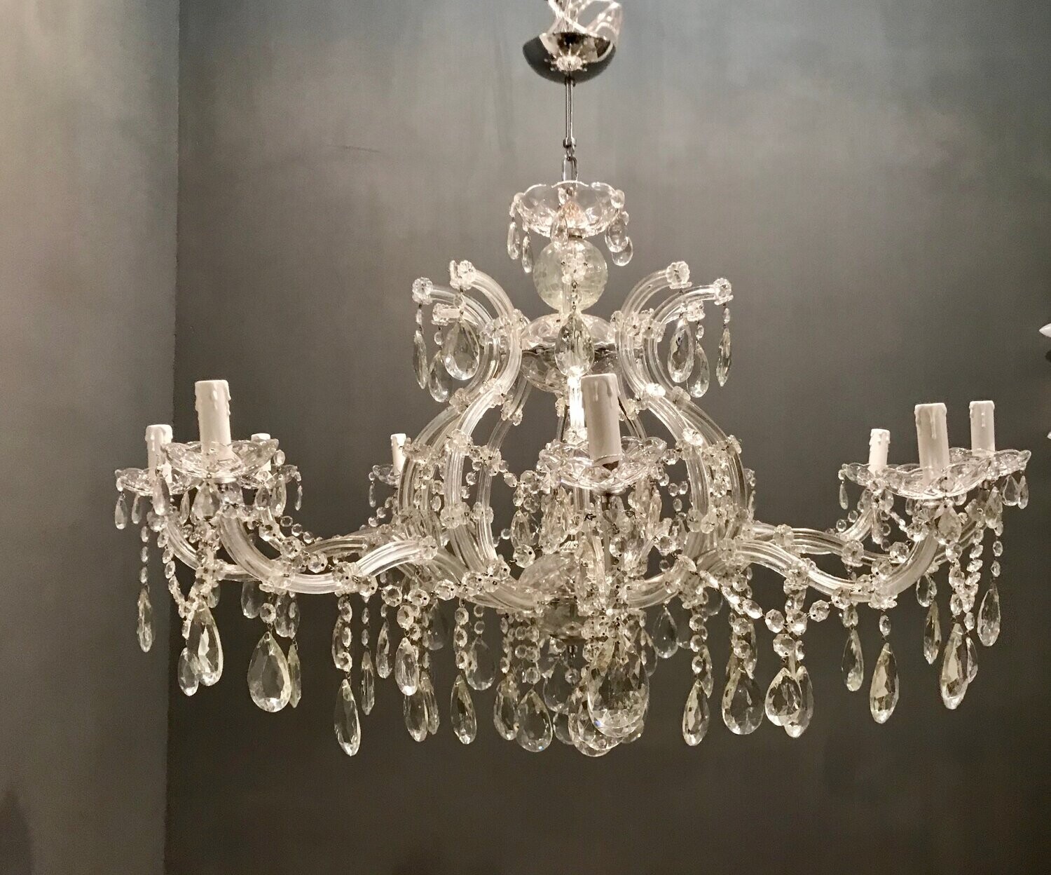 Large Italian Crystal Chandelier, 1940s