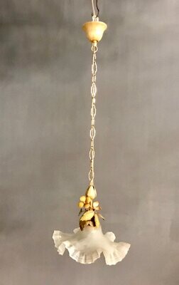 Murano Glass &amp; Tole Flower Chandelier, 1960s