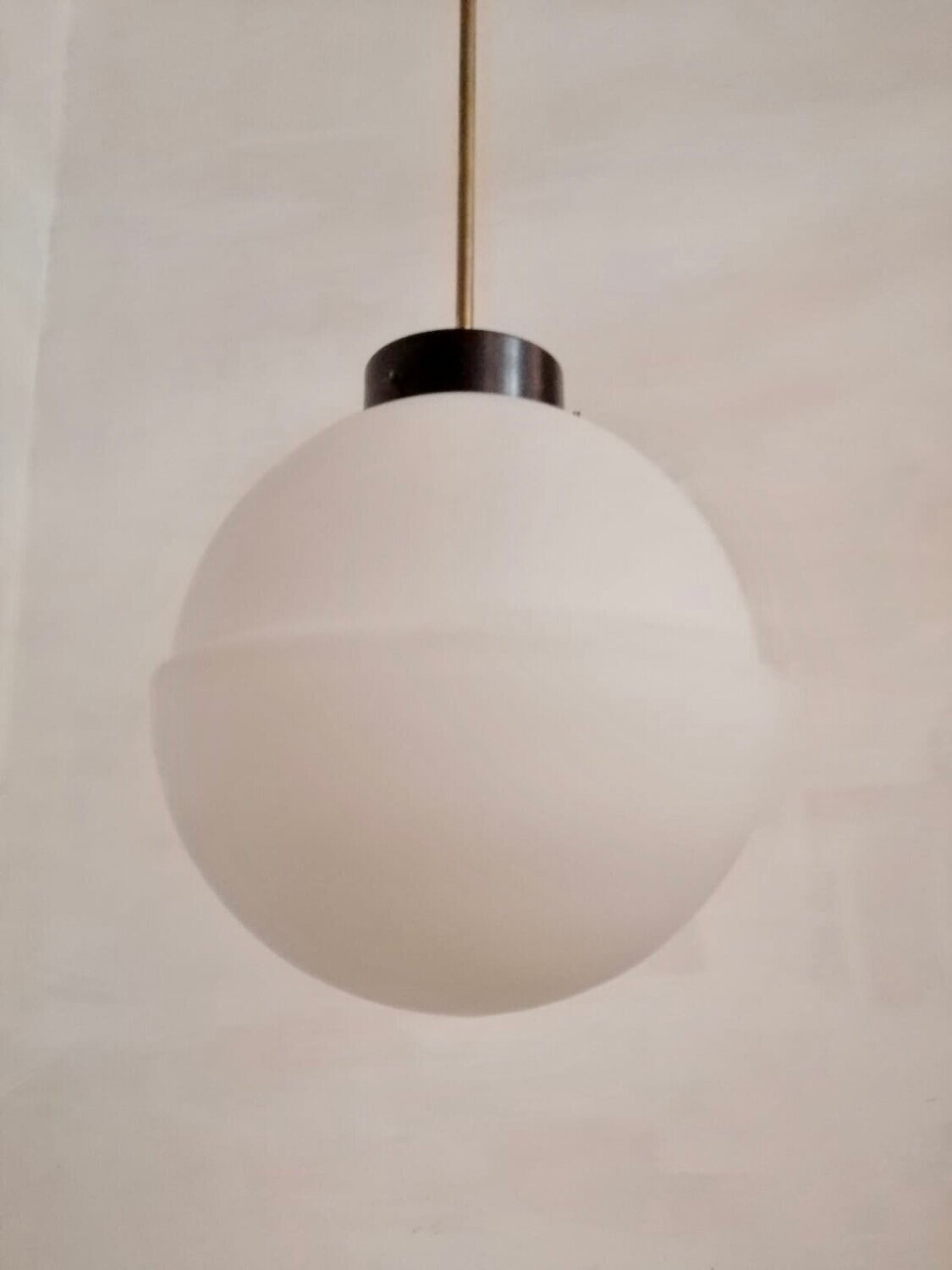 Italian Brass and Opaline Glass Ceiling Lamp from Stilnovo, 1950s