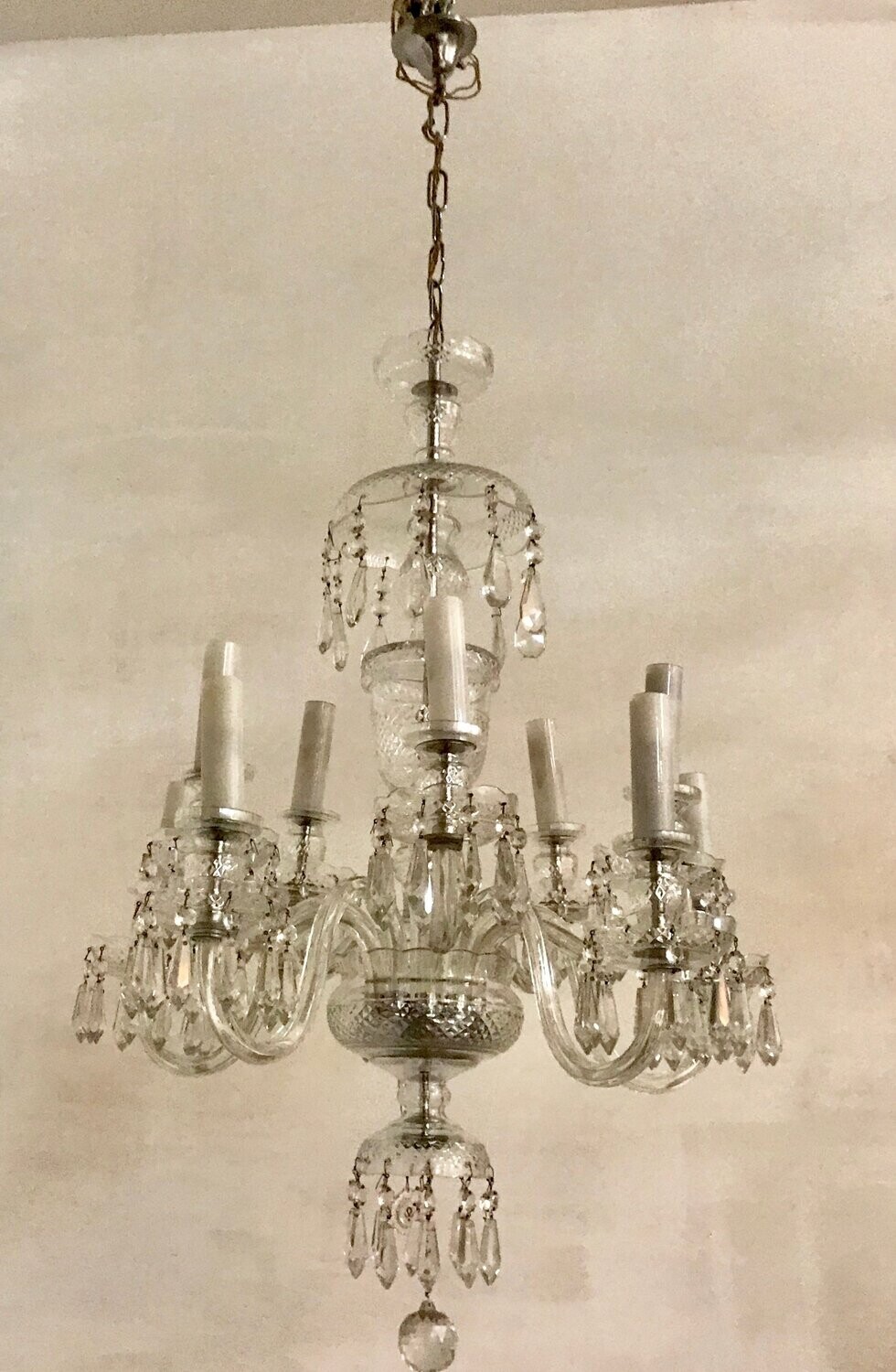 Bohemian Lead Crystal 10-Light Chandelier, 1960s