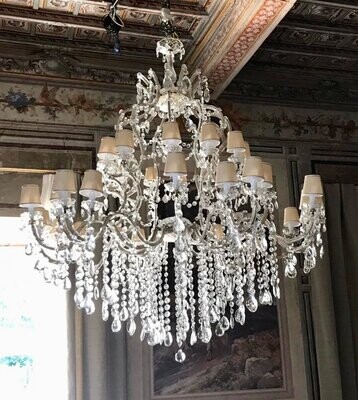 Mid-Century Italian Lead Crystal Chandelier, 1950s