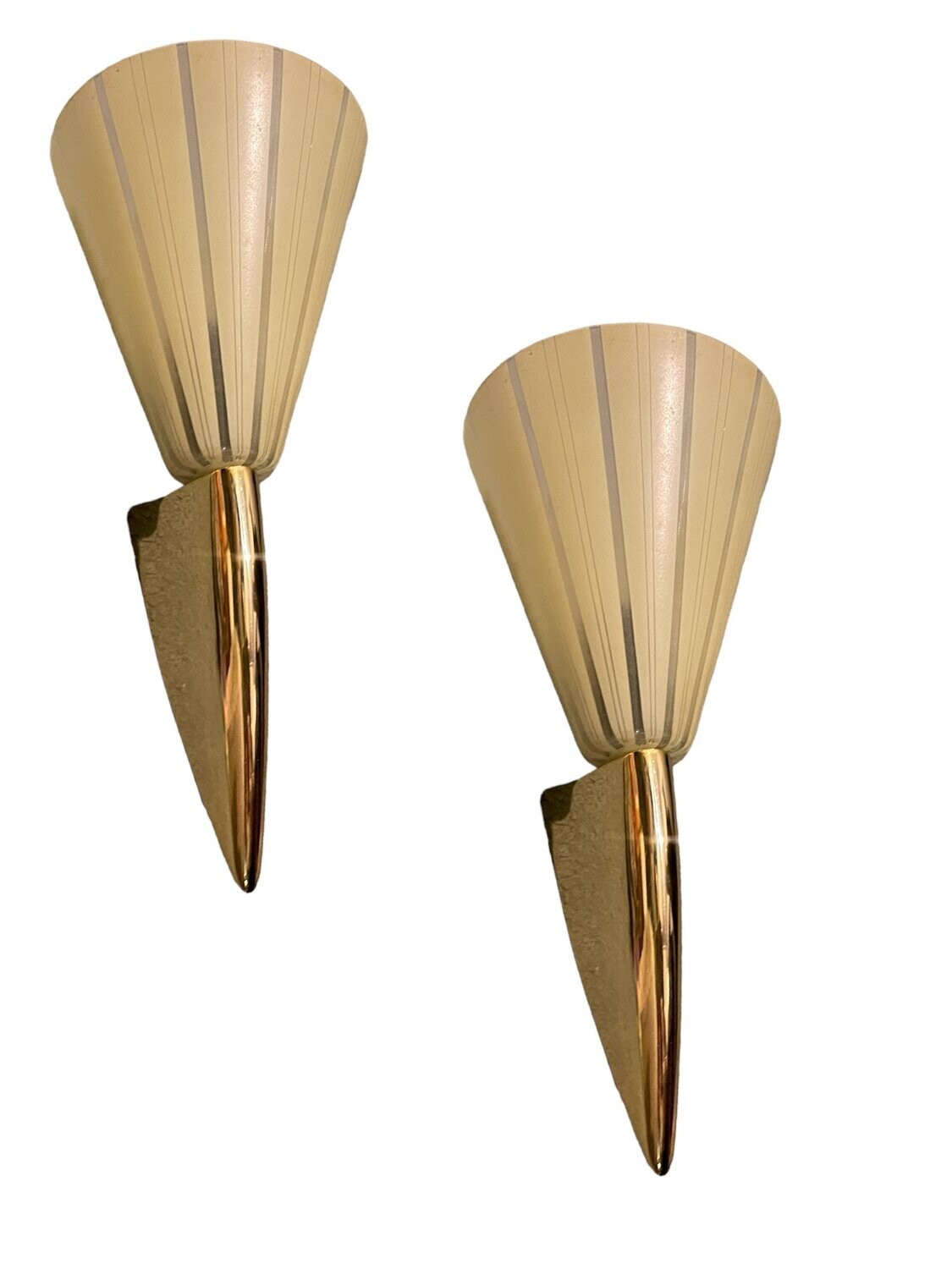 Italian Brass &amp; Glass Sconces, Set of 2