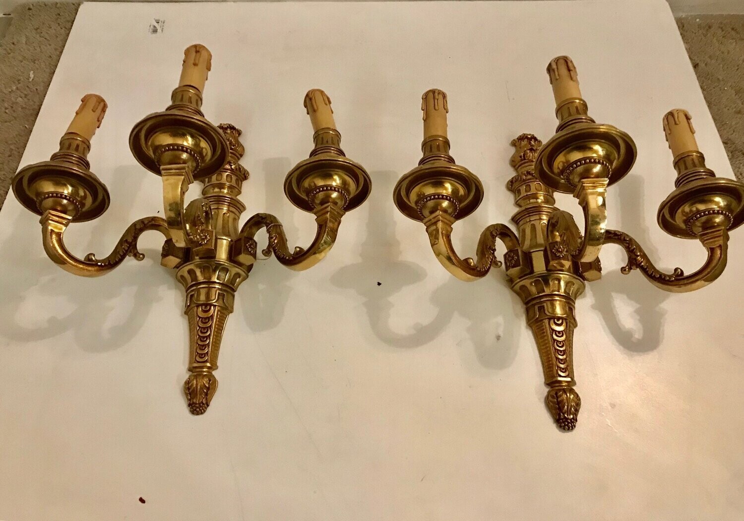 Vintage Bronze Gilt Sconces, Set of 2