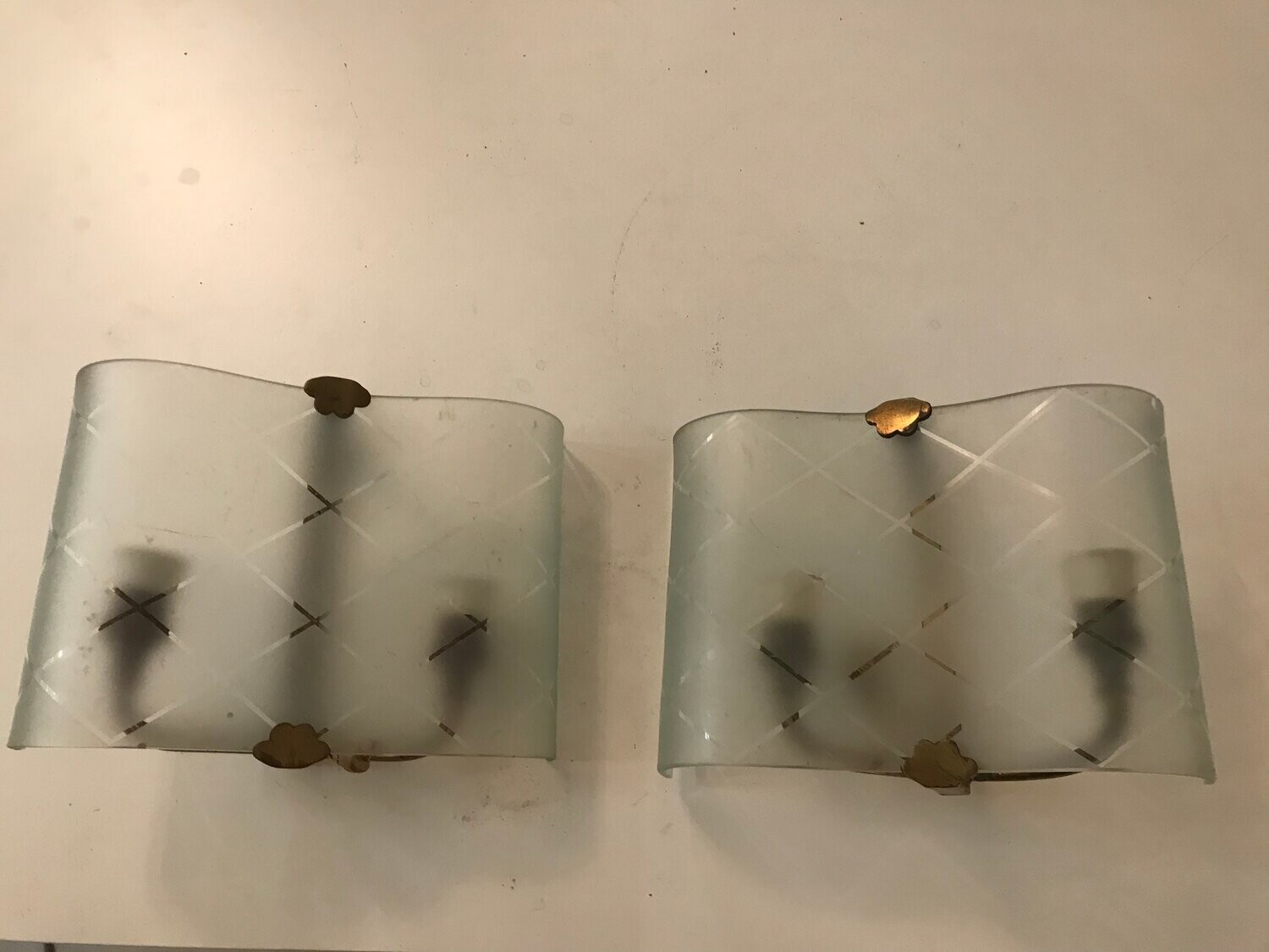 Glass Sconces, 1940s, Set of 2