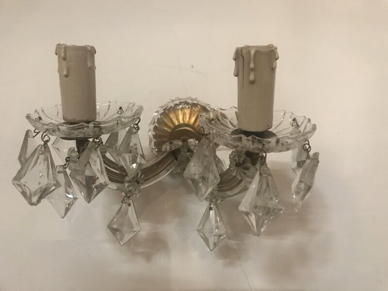 Vintage Crystal Sconces, Set of 2