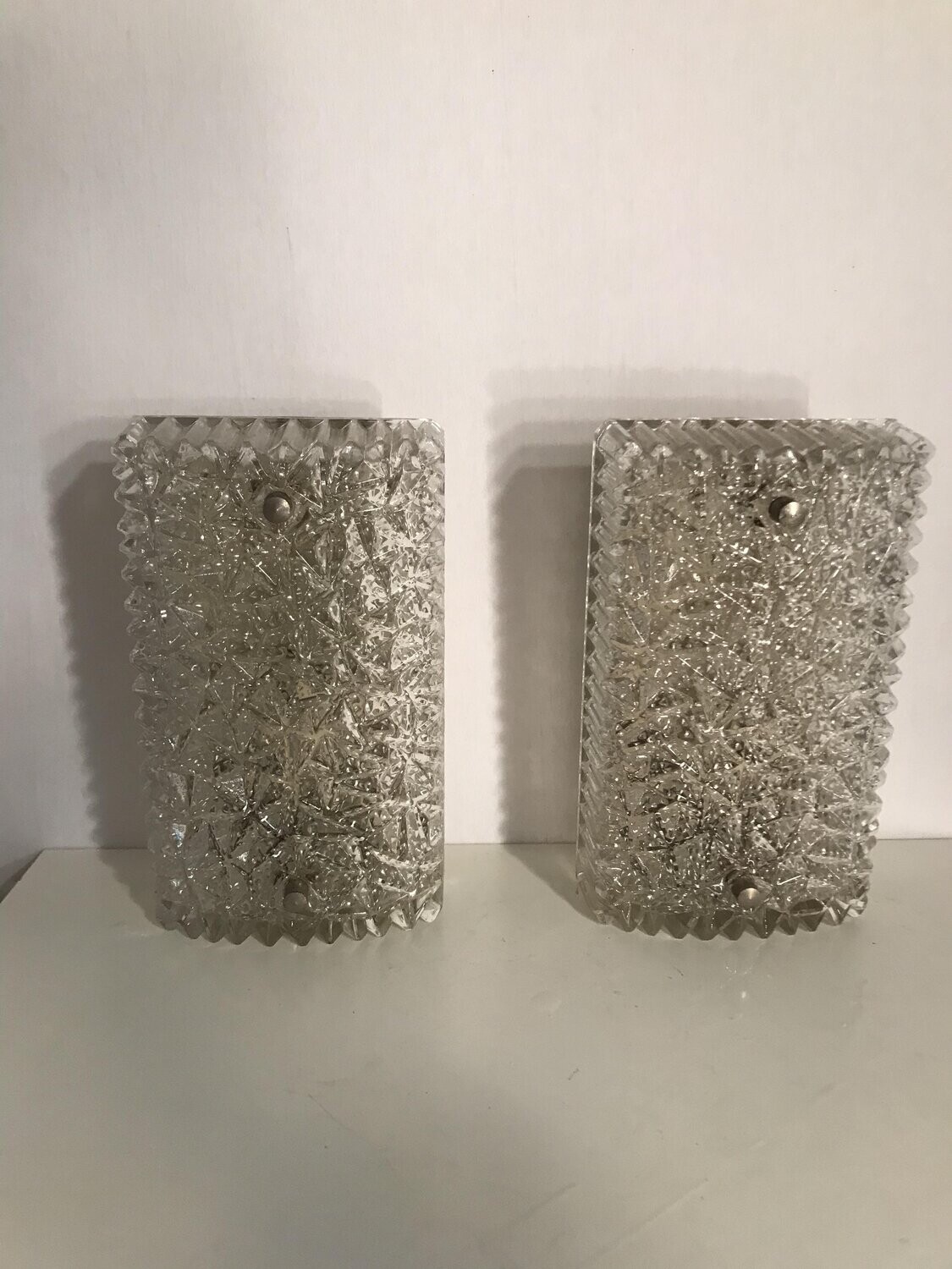 Mid-Century Italian Crystal Sconces, Set of 2