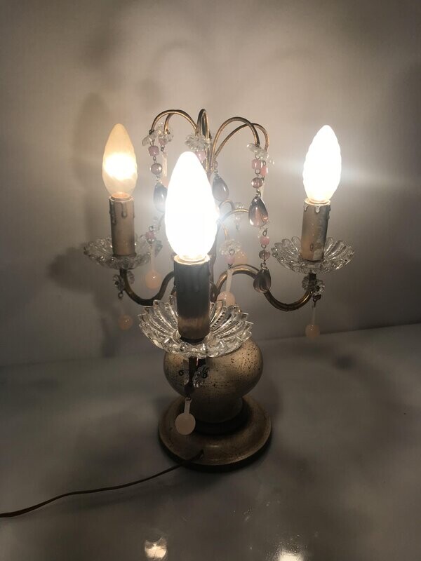 Vintage Table Lamps with Murano Pendants, Set of 2