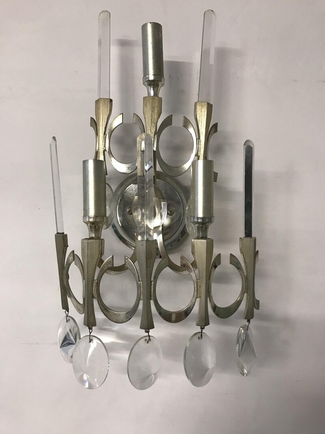 Mid-Century Italian Crystal Wall Sconces by Gaetano Sciolari, Set of 3