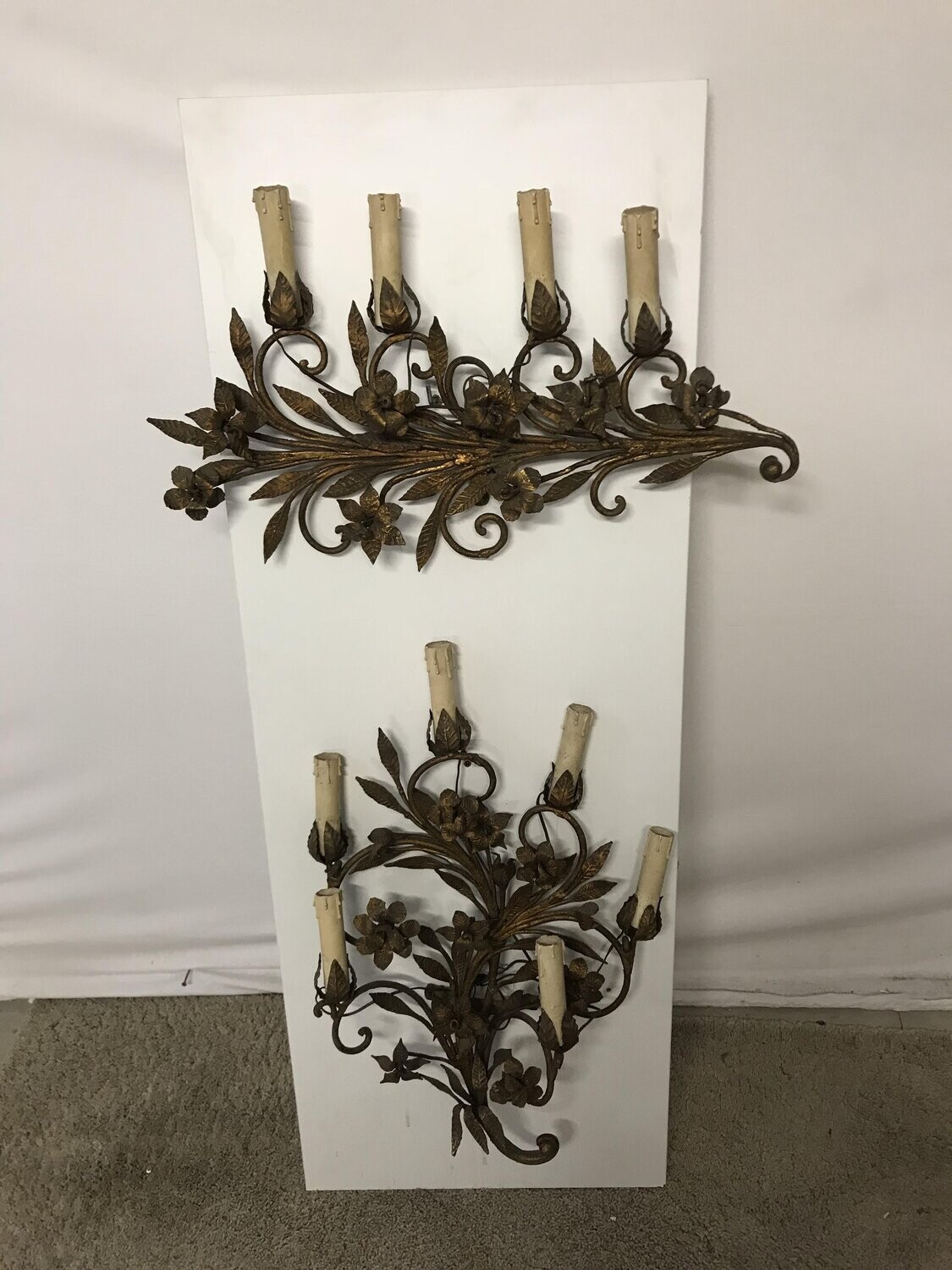 Vintage Italian Gilded Sconces, Set of 2