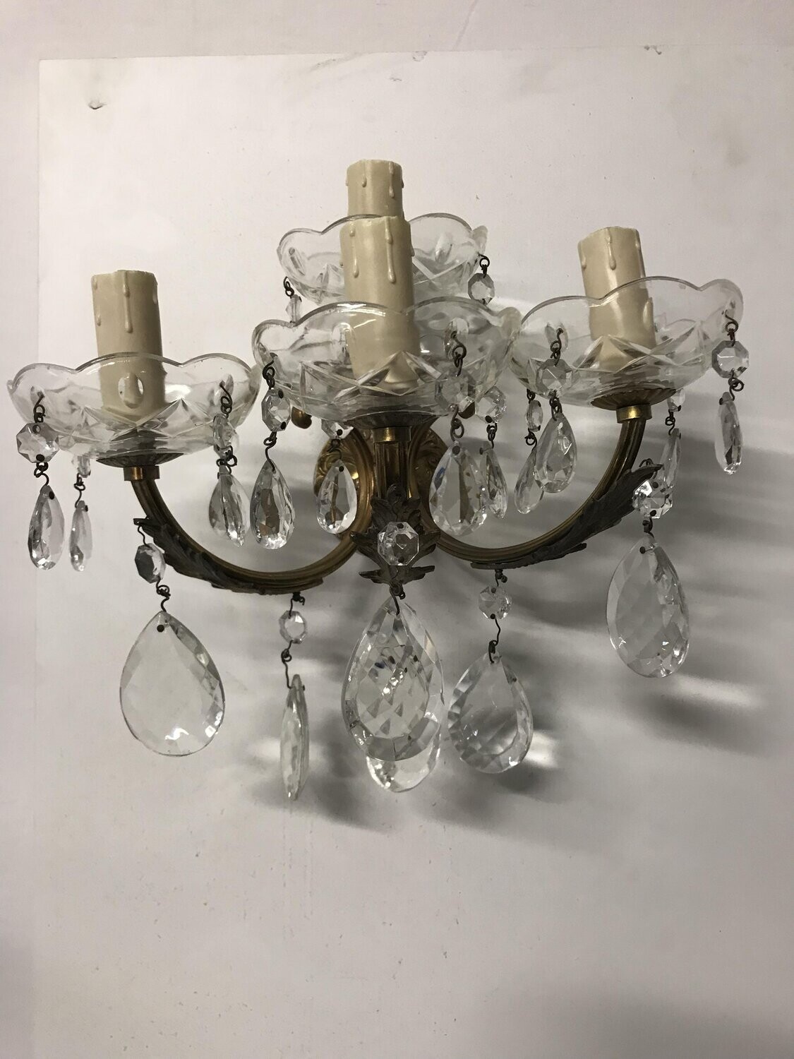 Vintage Italian Crystal Sconces, Set of 2