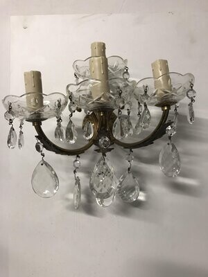 Vintage Italian Crystal Sconces, Set of 2