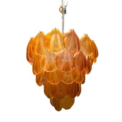 Large Terracotta &amp; Glass Shell Chandelier, 1980s