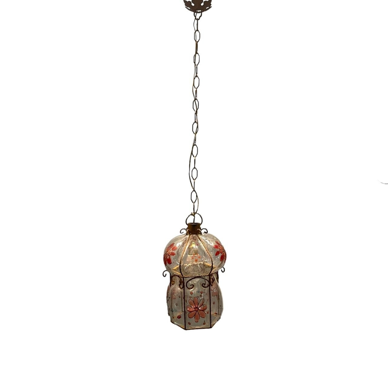 Wrought Iron Murano Glass Light Pendant