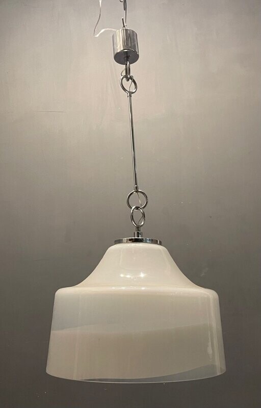 Mid-Century Chrome and Murano Glass Pendant Light by Mazzega, 1970s