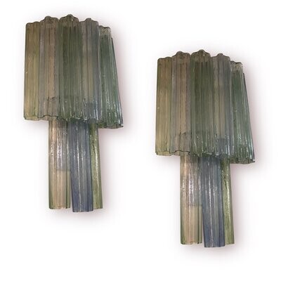 Large Murano Glass Tronchi Sconces, 1970s, Set of 2