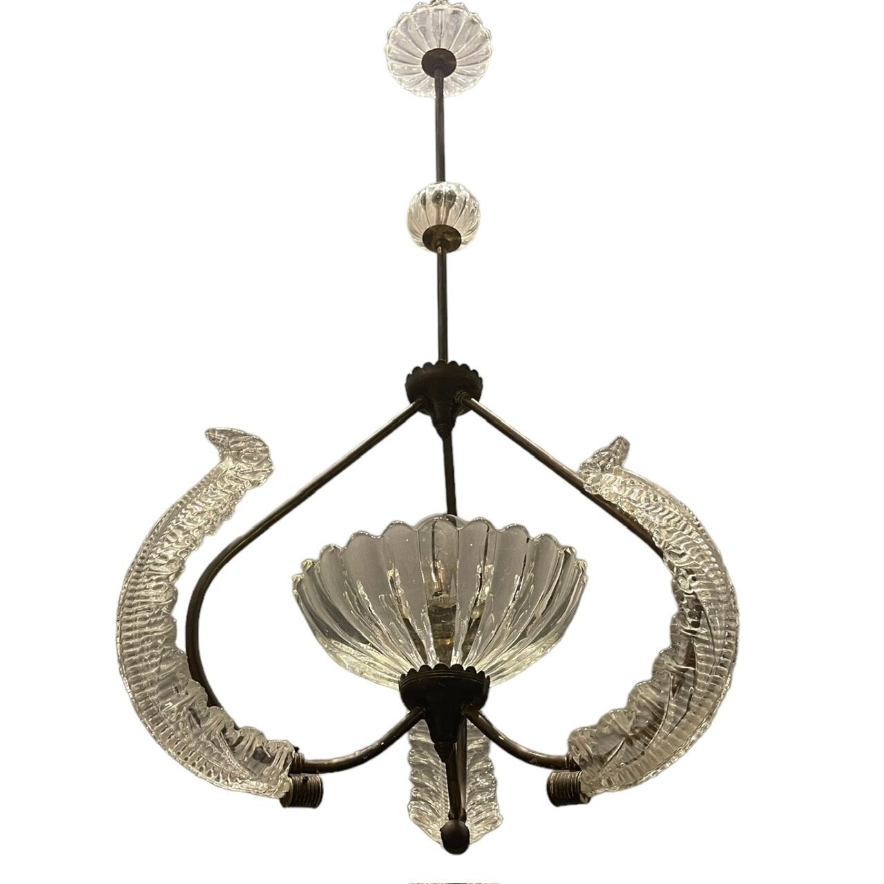Vintage Light Pendant in Murano Glass by Ercole Barovier, 1940s