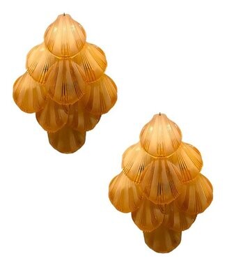 Italian Shell Glass Sconces, 1980s, Set of 2